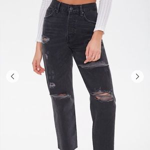 F21: BAGGY FADED BLACK JEANS